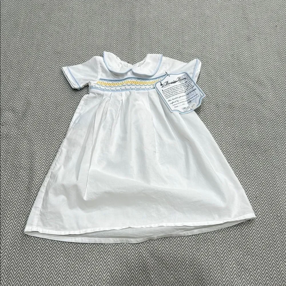 Remember Nguyen White Dress with Blue and Yellow Accents